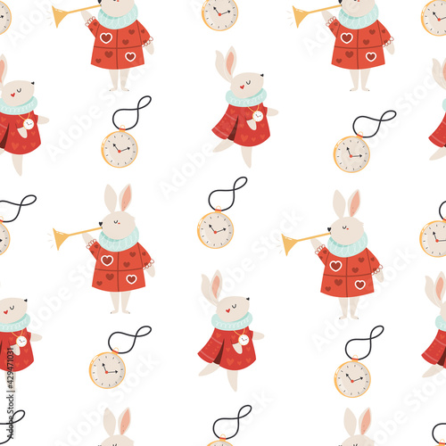 Seamless pattern with symbols from Alice in Wonderland
