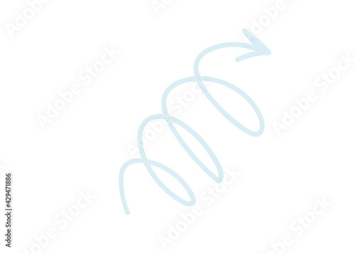 blue spiral arrow. hand drawing cartoon. doodle vector illustration isolated