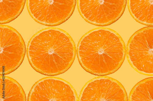 Orange Fruit slice Background. Healthy food lifestile. Food background. Applicable for fruit juice advertising. Summer concept.
