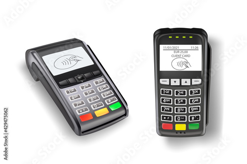 Canvas Print Payment terminal machine for credit cards set
