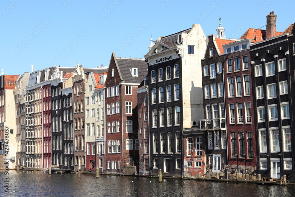Amsterdam Damrak Canal Traditional Architecture