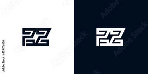 Minimal creative initial letters PZ logo