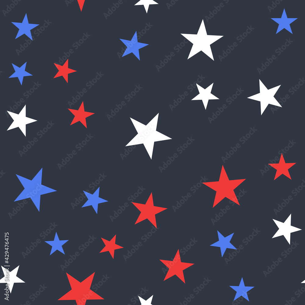 White, Red and Blue Stars with Dots Seamless Pattern White, Red and Blue Stars with Dots Seamless Pattern