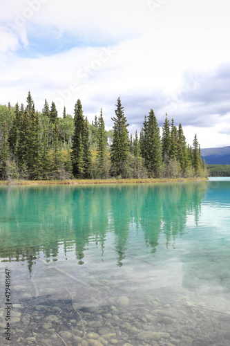 incredible turquoise water boya lake, Boya lake provincial park, British Columbia, Canada  photo