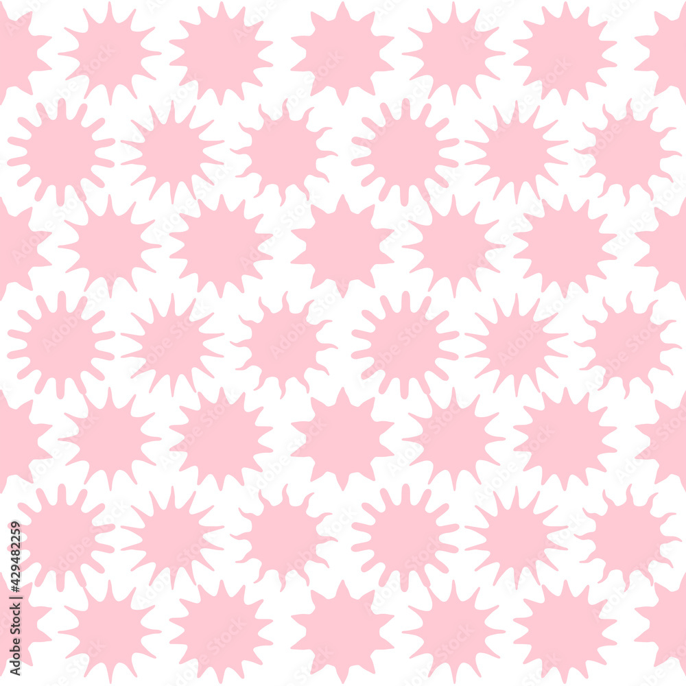 Seamless baby pattern with pink suns on a white background. Vector, eps10.