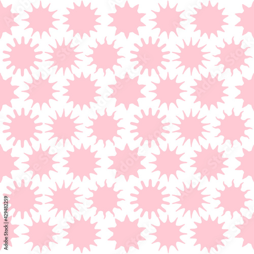 Seamless baby pattern with pink suns on a white background. Vector, eps10.