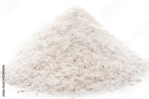 Salt. Table salt. Slide with salt on a white background close-up