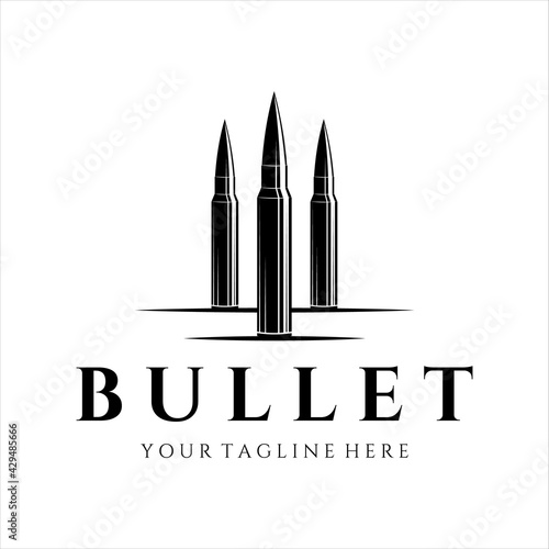 Fotografiet bullet ammo vintage vector logo illustration template design