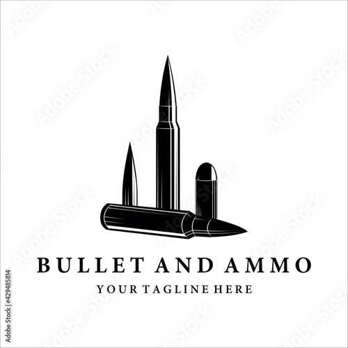 bullet ammo vintage vector logo illustration template design. army and military equipment for war or gun logo concept vector design