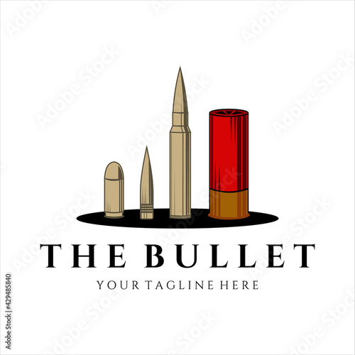 various bullet ammo for gun logo vintage vector illustration concept template icon design. mix of bullet for gun hunter and military concept vector illustration design