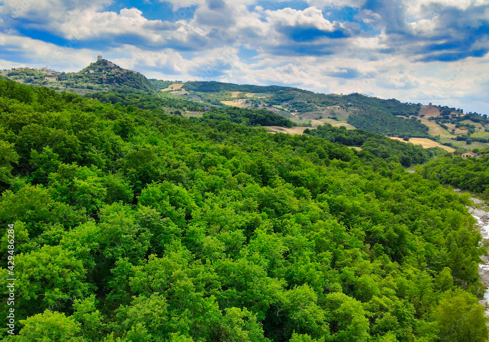Aerial view of Tuscany Hills in spring season Aerial view of Tuscany Hills in spring season