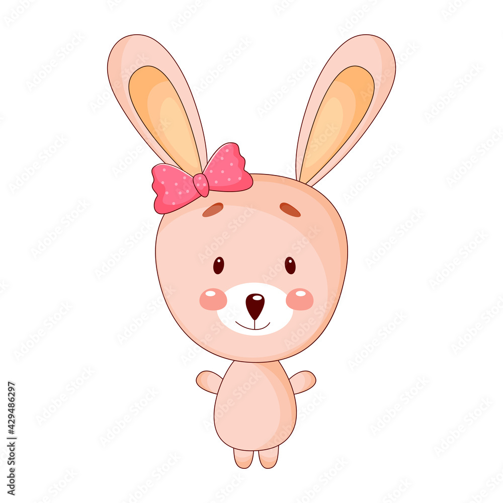 Cute baby bunny, rabbit with bow. Vector illustration. Cute baby bunny, rabbit with bow. Vector illustration.