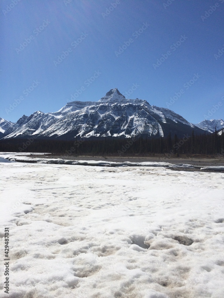 Scenic Jasper National park with perfect blue skies 