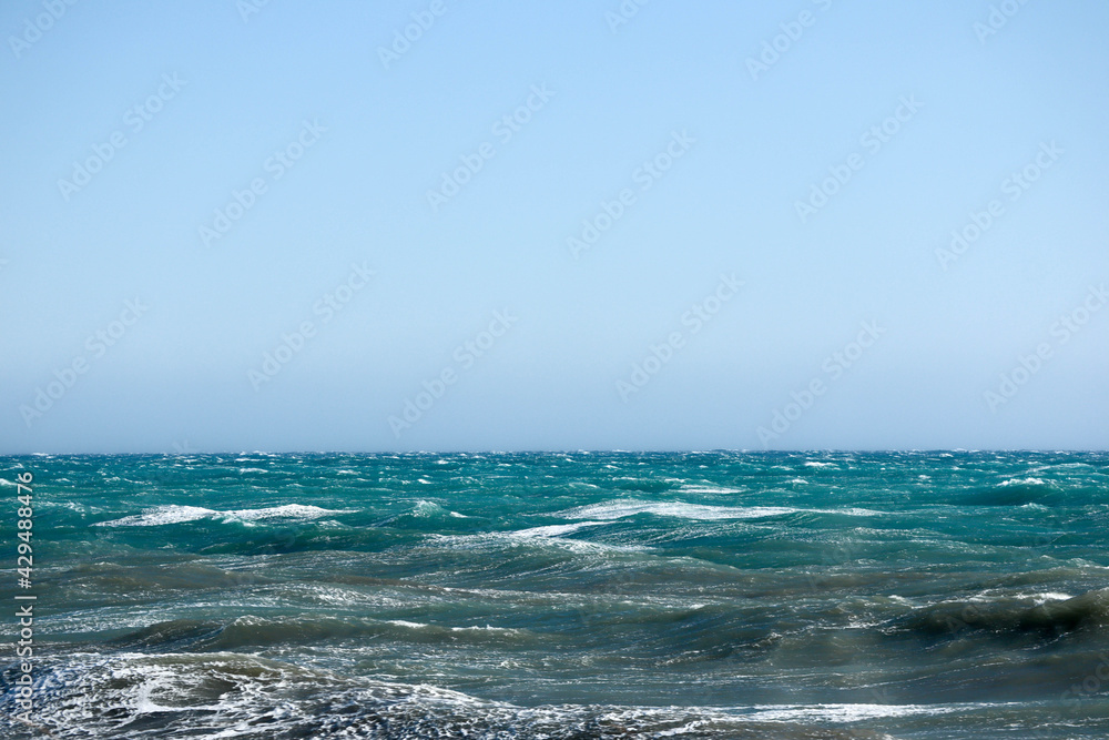 Fototapeta premium waves on the Mediterranean sea start of the storm