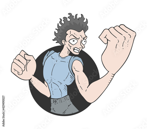 Angry man draw