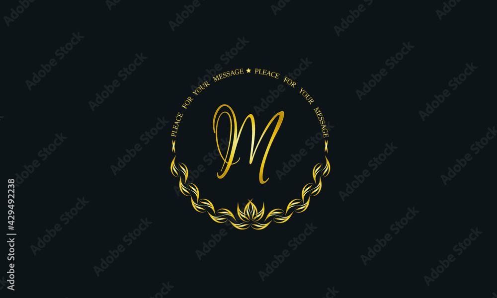 Fototapeta premium Vintage bright decorative monogram with the letter M. Elegant emblem for hotel, restaurant, business, presentation and more.