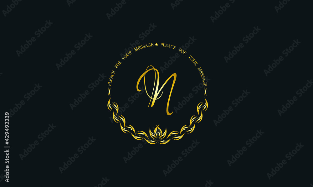 Fototapeta premium Vintage bright decorative monogram with the letter N. Elegant emblem for hotel, restaurant, business, presentation and more.