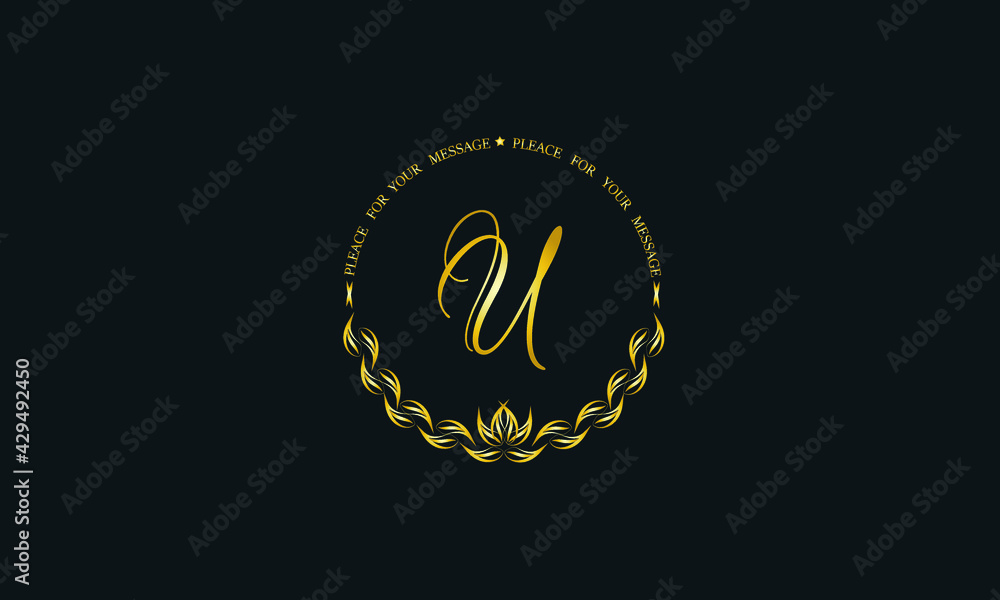 Fototapeta premium Vintage bright decorative monogram with the letter U. Elegant emblem for hotel, restaurant, business, presentation and more.