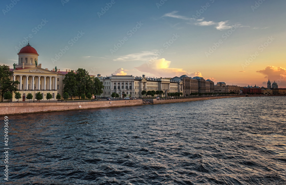 View of the Makarov embankment in St. Petersburg