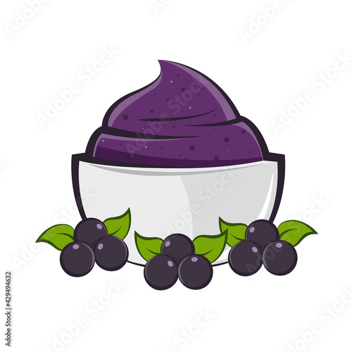 Bowl Acai. Clipart Illustration Vector Isolated