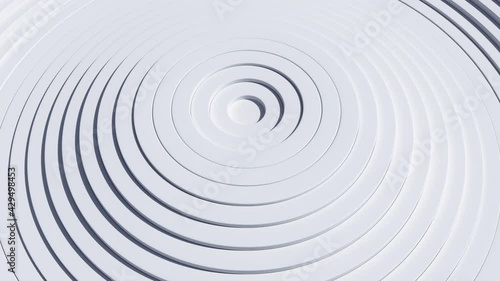 3D animation of moving circles. Animated minimalistic background. 3D looped animation of moving circles, white without textures. Animated minimalistic background with circles. 
