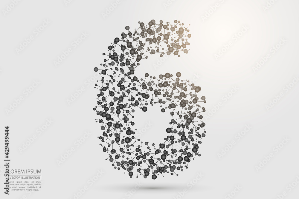 Abstract number six, figure 6, consisting of triangles, circles, spots of decay, stars. Vector eps 10. Abstract number six, figure 6, consisting of triangles, circles, spots of decay, stars. Vector eps 10.