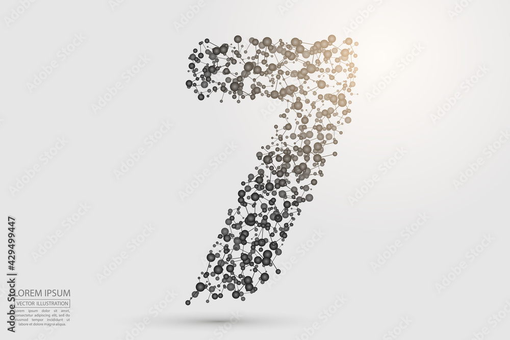 Abstract number seven, figure 7, consisting of triangles, circles, spots of decay, stars. Vector eps 10. Abstract number seven, figure 7, consisting of triangles, circles, spots of decay, stars. Vector eps 10.