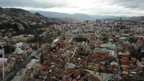 Sarajevo Drone Footage on a Gloomy Day