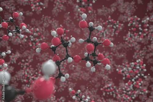 Maltose molecule made with balls  conceptual molecular model. Chemical 3d rendering