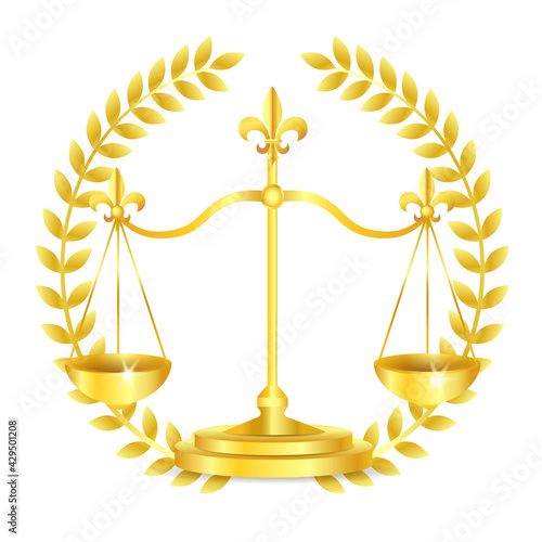 Golden scales of justice. Symbol of justice