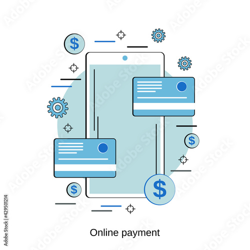 Online payment, money transfer, financial transaction flat design style vector concept illustration © Ulvur