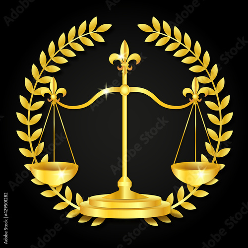 Gold scales of justice