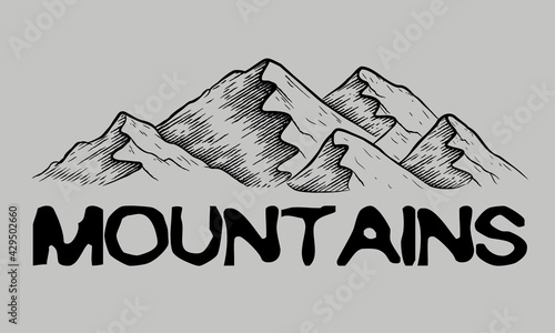 mountains hand drawn style art
