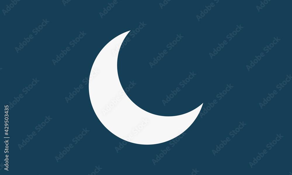 simple crescent moon isolated on blue background. simple crescent moon isolated on blue background.