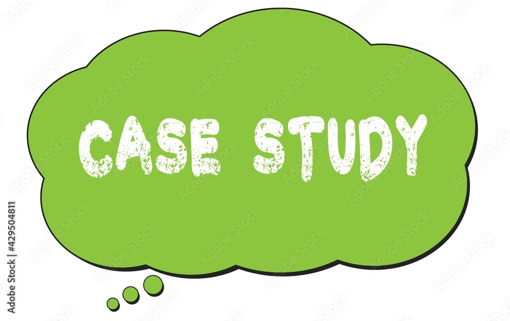 CASE STUDY text written on a green thought bubble. CASE STUDY text written on a green thought bubble.
