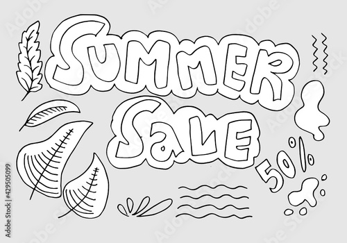 Doodles sale vector.Summer sale concept.summer sale banner.vector illustration.