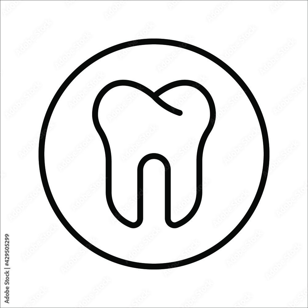 Collection of tooth icon in flat design. Color editable on white background Collection of tooth icon in flat design. Color editable on white background