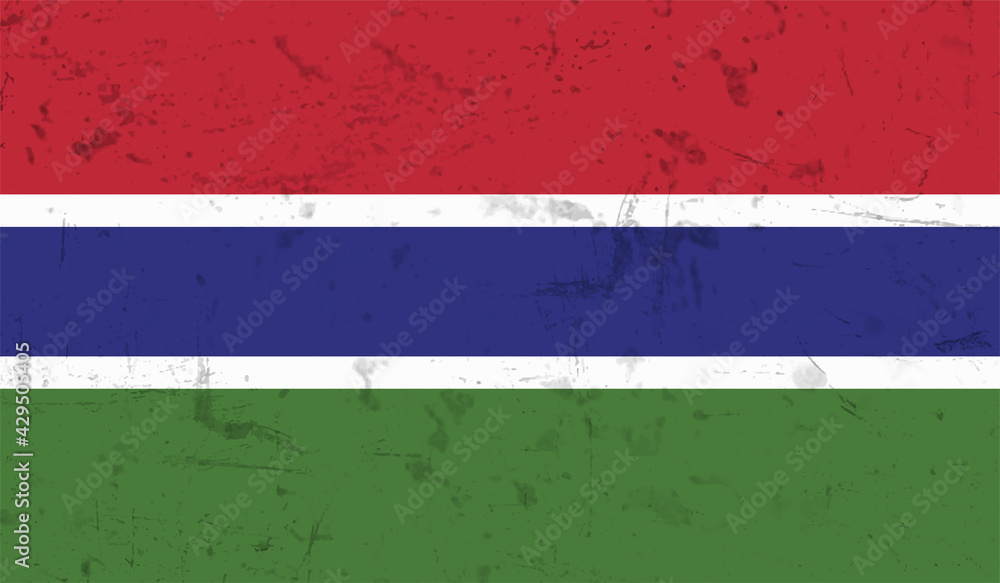Gambia grunge flag. Vector illustration.