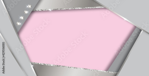 Abstrakter silber grau und rosa luxuriöser Hintergrund mit Strass und Glitzer