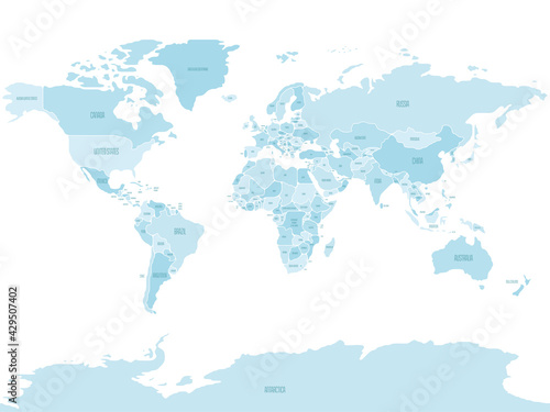 Fototapeta Naklejka Na Ścianę i Meble -  Simplified smooth border World map
