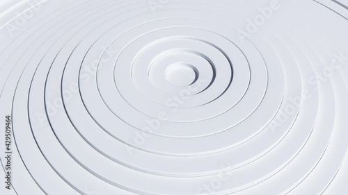 3D animation of moving circles. Animated minimalistic background. 3D looped animation of moving circles, white without textures. Animated minimalistic background with circles. 
