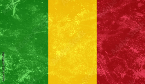 Guinea national flag created in grunge style