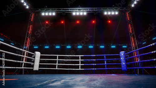 Empty boxing arena waiting new round  © AStakhiv