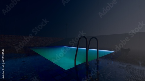 pool in night dark aesthetic © Hirzan