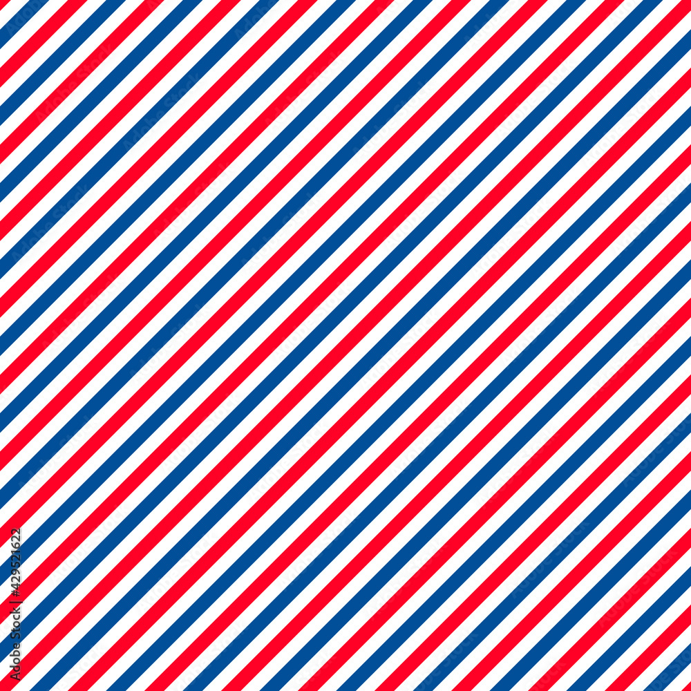 Naklejka premium American patriotic seamless pattern. USA traditional background. Red blue white striped backdrop. Vector template for fabric, textile, wallpaper, wrapping paper, etc.