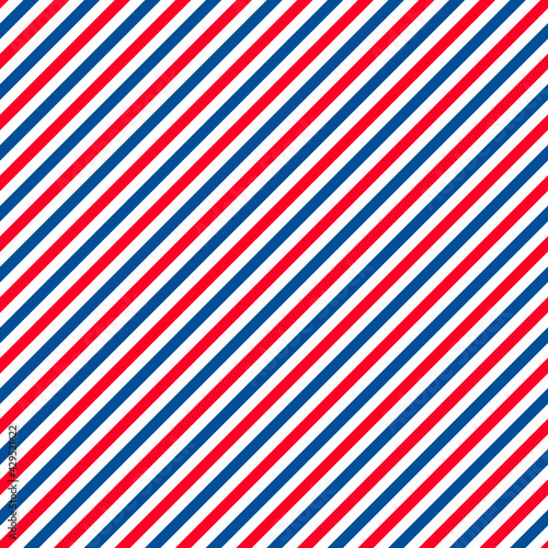 American patriotic seamless pattern. USA traditional background. Red blue white striped backdrop. Vector template for fabric, textile, wallpaper, wrapping paper, etc.