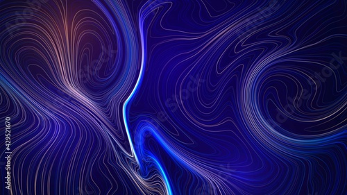 Abstract dark background with flowing glowing lines