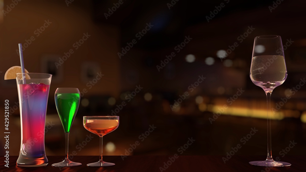 カクテル ビール ラウンジ バー Glasses Cocktail Beer Night Lounge Bar
