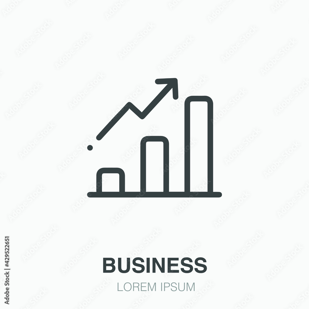 business graphs line icon. rising arrow thin business logo. good business graph illustration business graphs line icon. rising arrow thin business logo. good business graph illustration