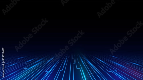 Glowing blue lines in perspective and black background